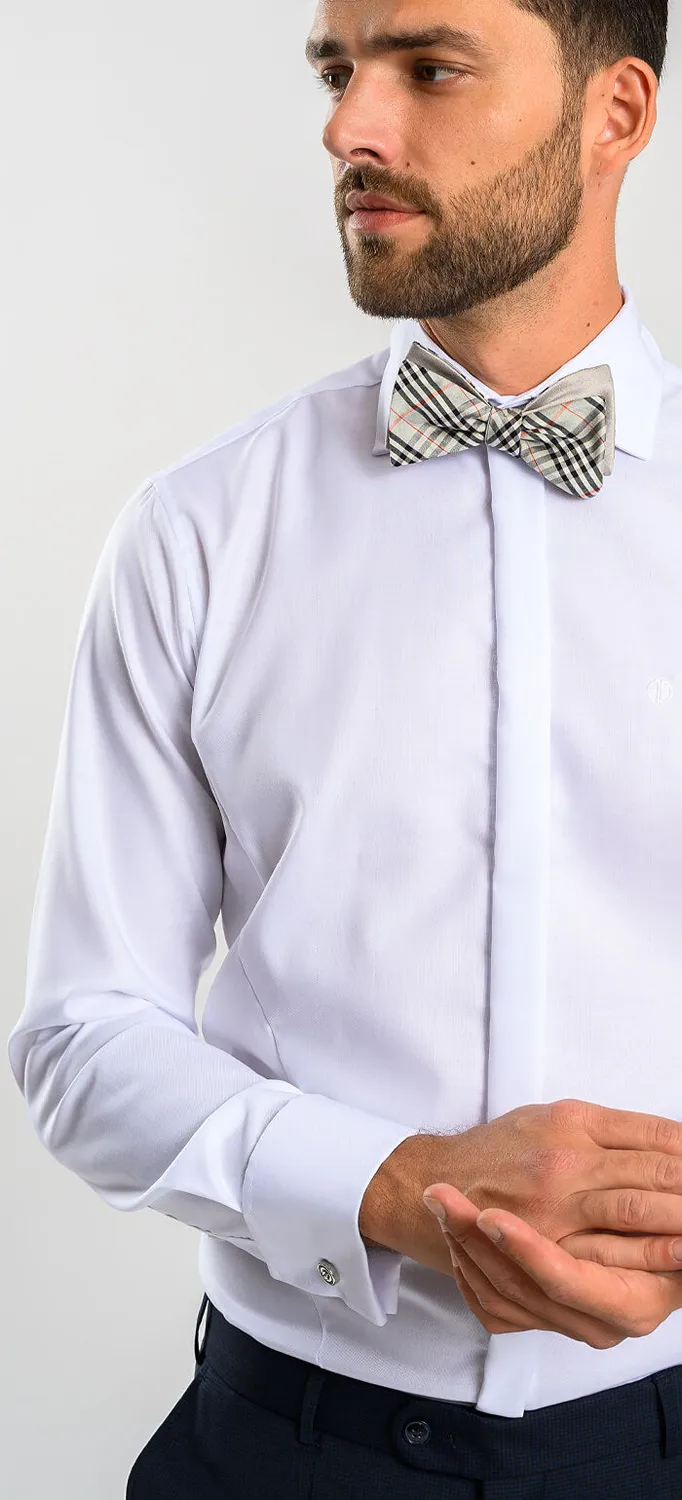 Alain Delon Camicia Bianca Extra Slim Cotone Gemelli