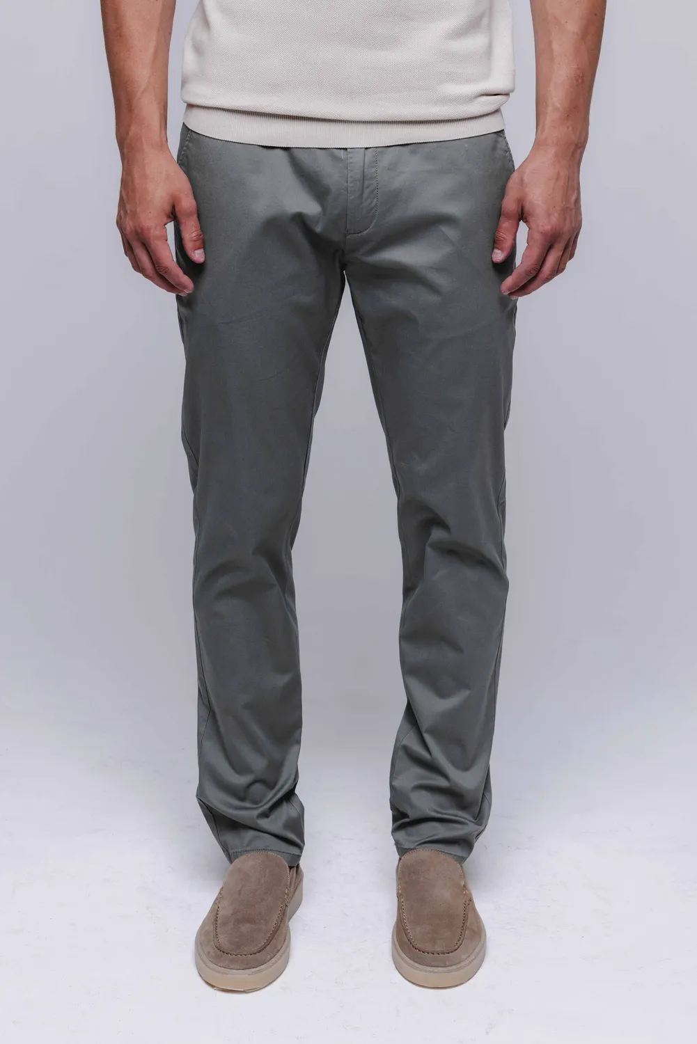 Alain Delon chinos verde oliva cotone elasticizzato