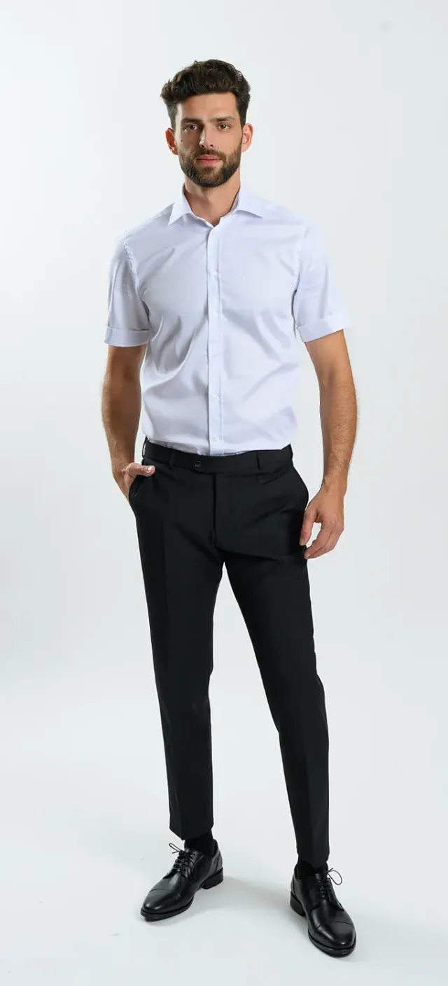 Alain Delon camicia bianca manica corta Extra Slim