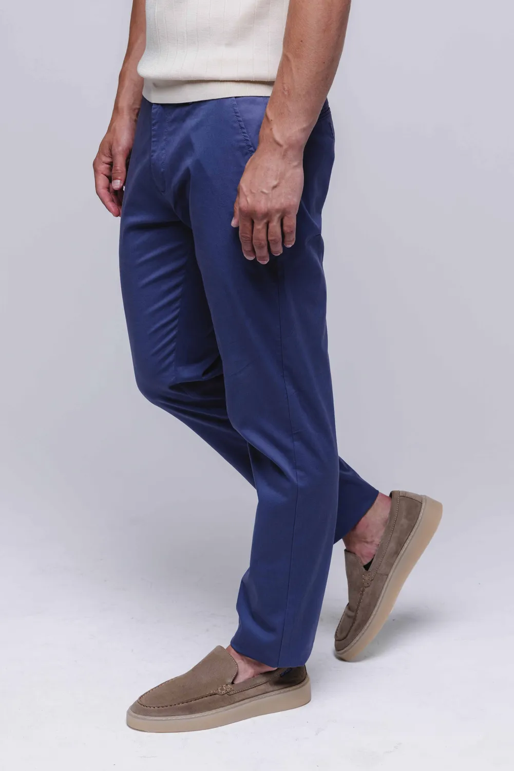 Alain Delon chinos grigio-blu cotone elasticizzato
