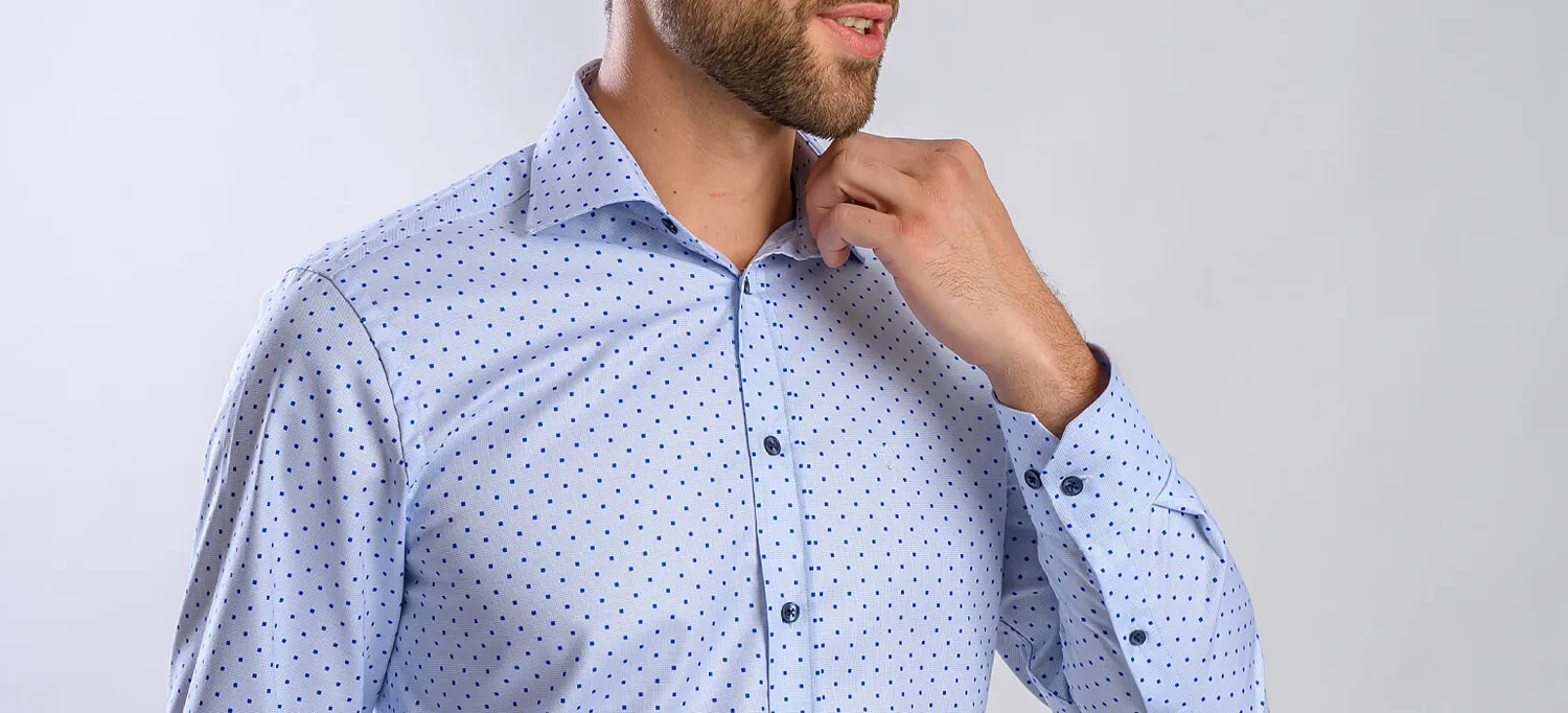 Alain Delon Extra Slim camicia uomo azzurra quadri cotone