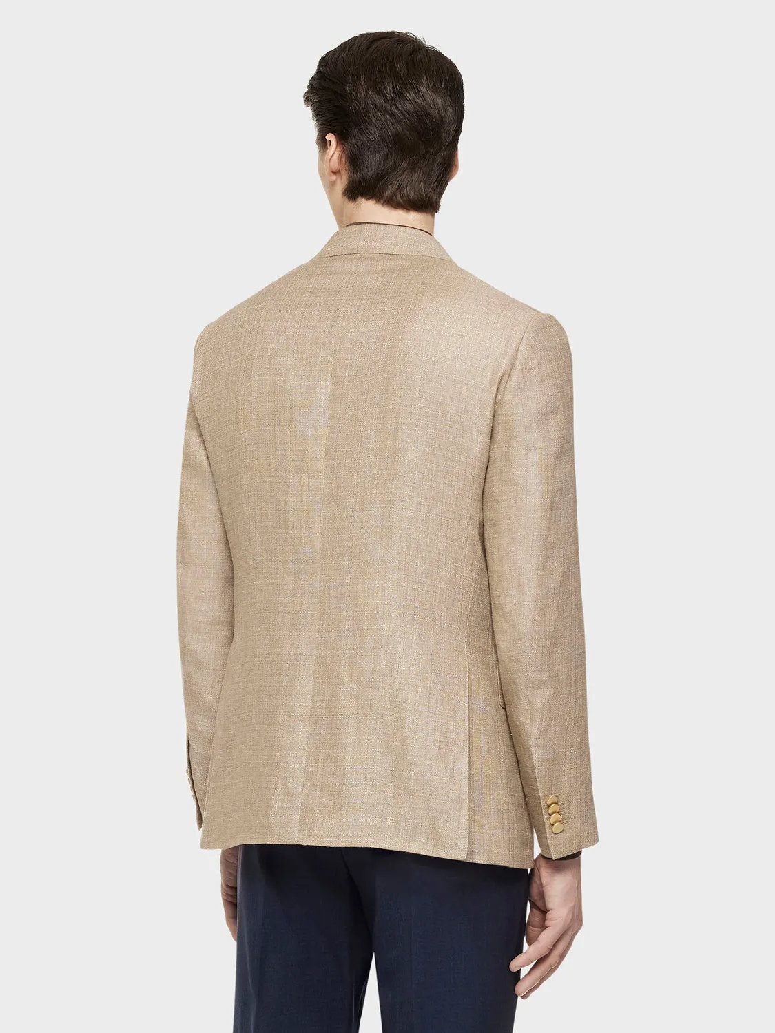 Caruso Norma giacca doppiopetto lino lana beige