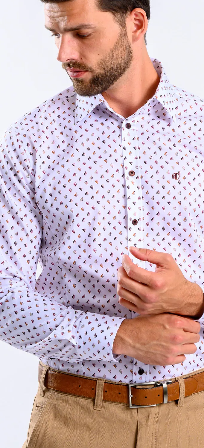 Alain Delon Extra Slim Fit camicia bianca marrone 40