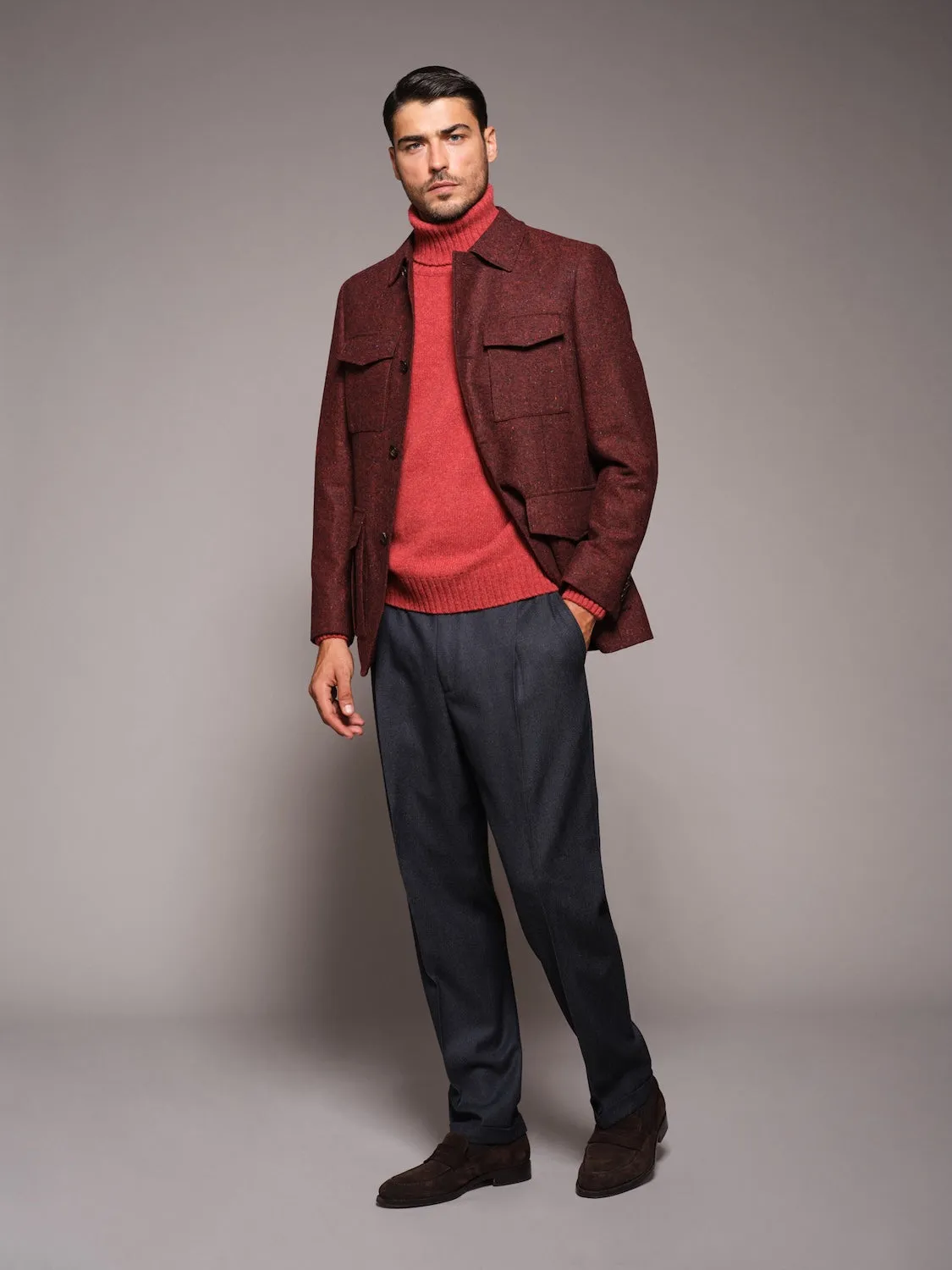 Caruso dolcevita lana Shetland rossa