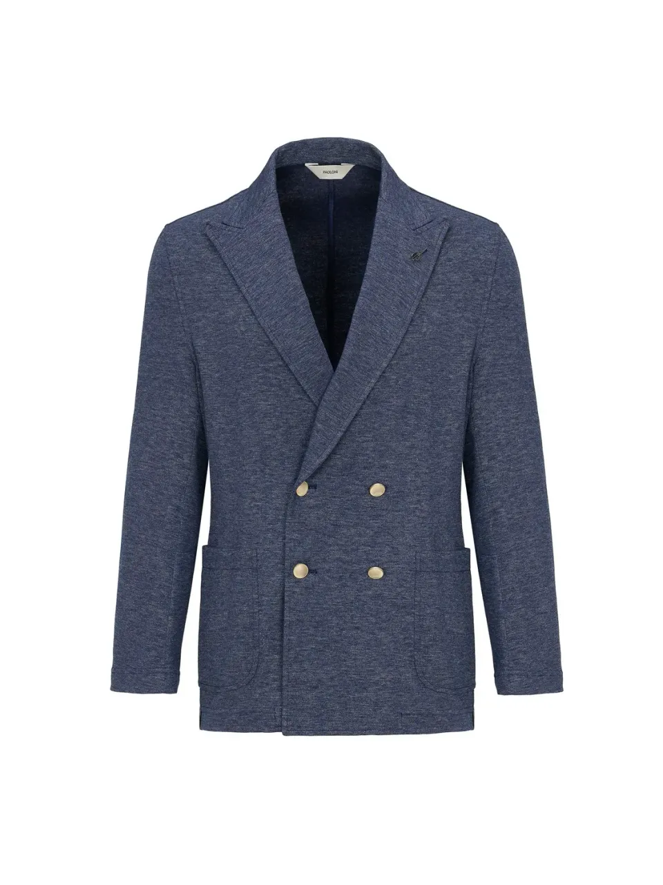 Paoloni Giacca maglia doppiopetto cotone melange blu