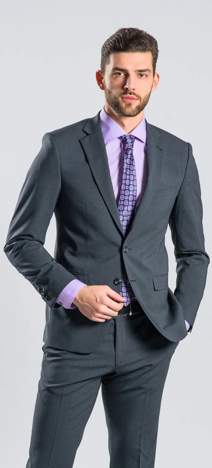 Alain Delon Abito Slim Fit Grigio Anti-piega
