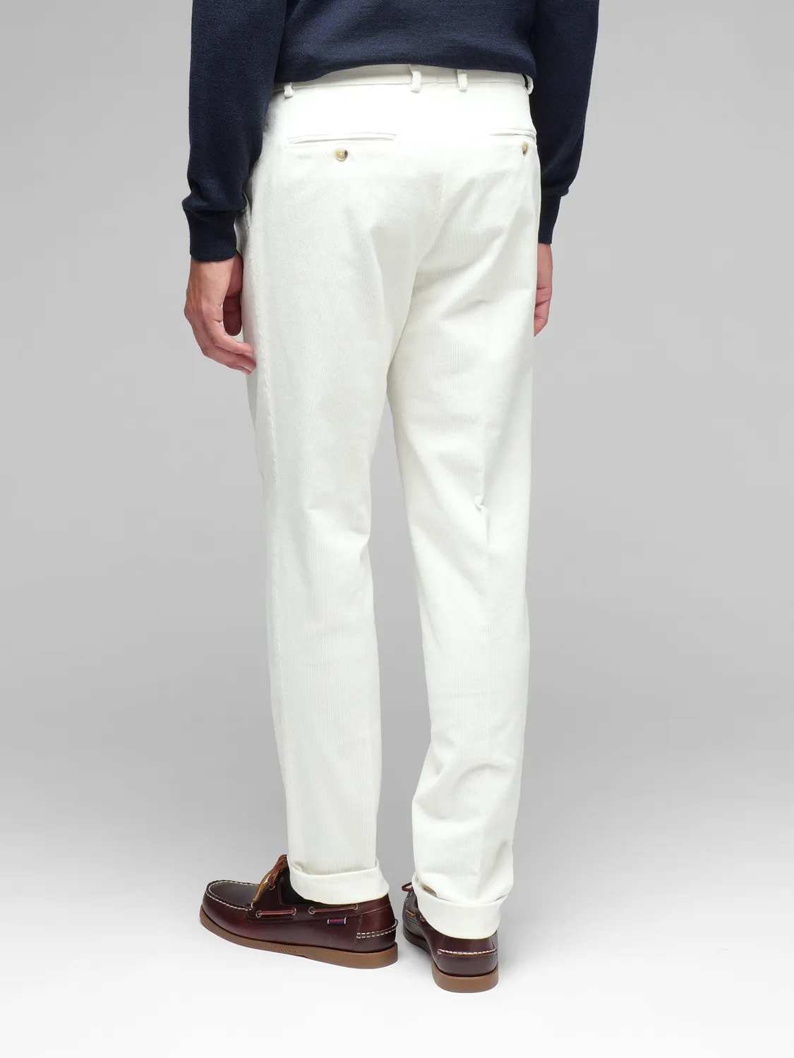 Paoloni Pantalone Pinces Velluto Bianco Cotone