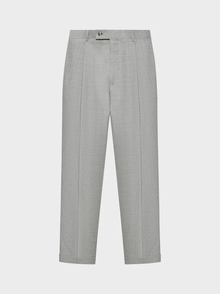 Caruso Pantalone Carrot Fit Lana Grigio Tinta Unita