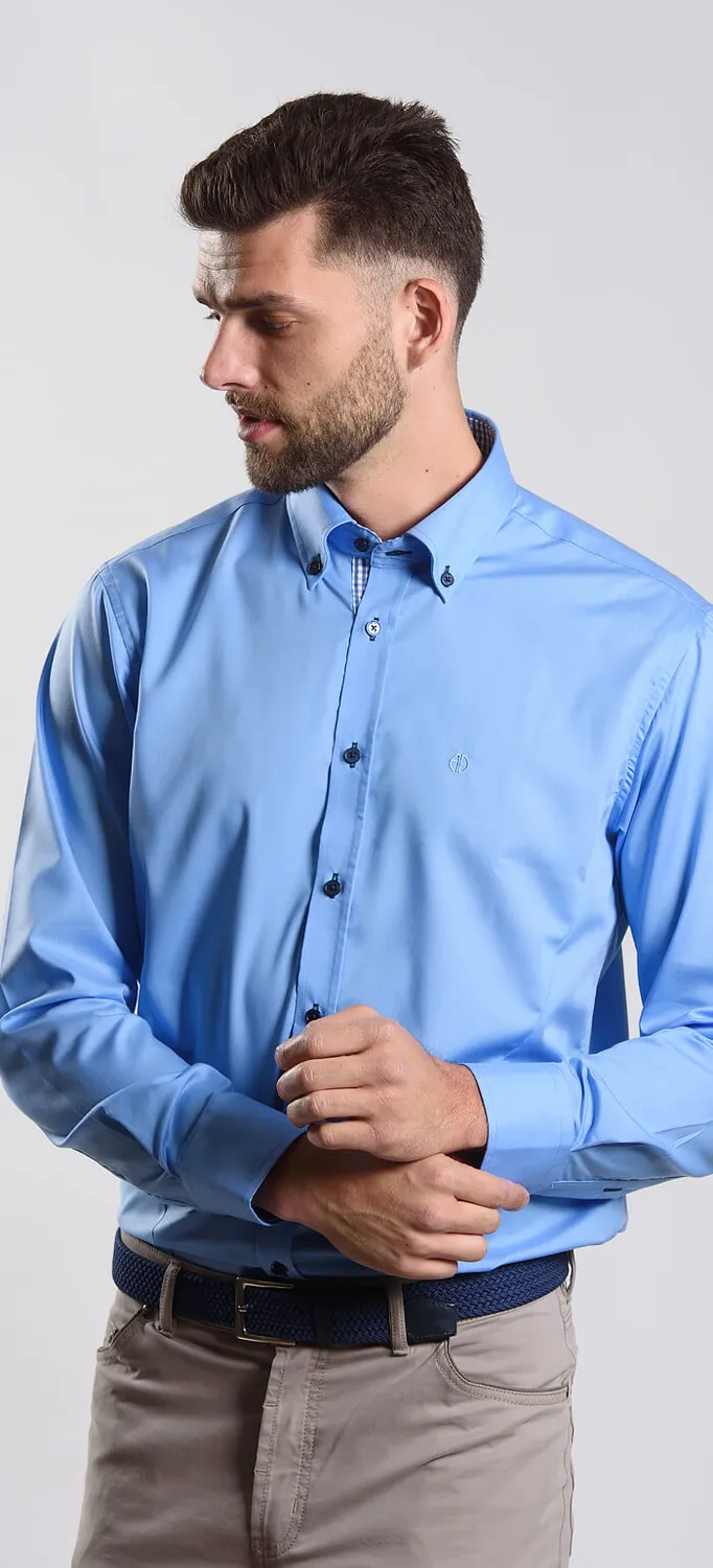 Alain Delon Extra Slim Fit camicia azzurra cotone