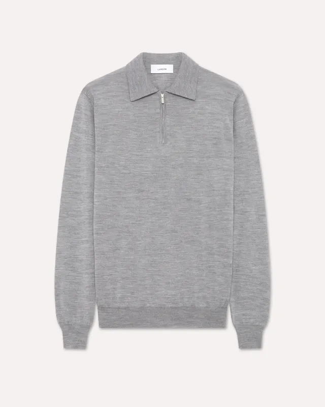 Lardini Polo Zip Lana Seta Cashmere Grigia