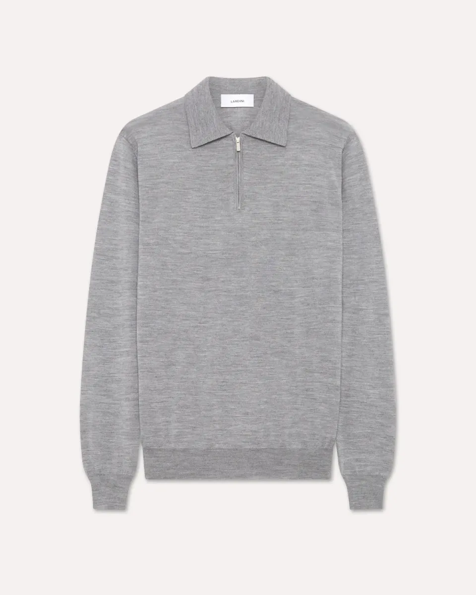 Lardini Polo Zip Lana Seta Cashmere Grigia