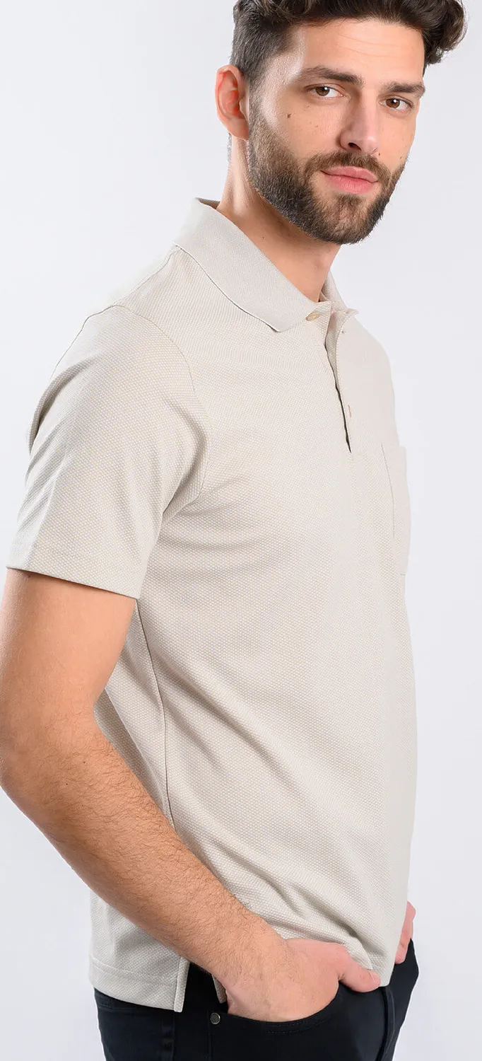 Alain Delon Polo Beige Slim Fit Cotone Micropima