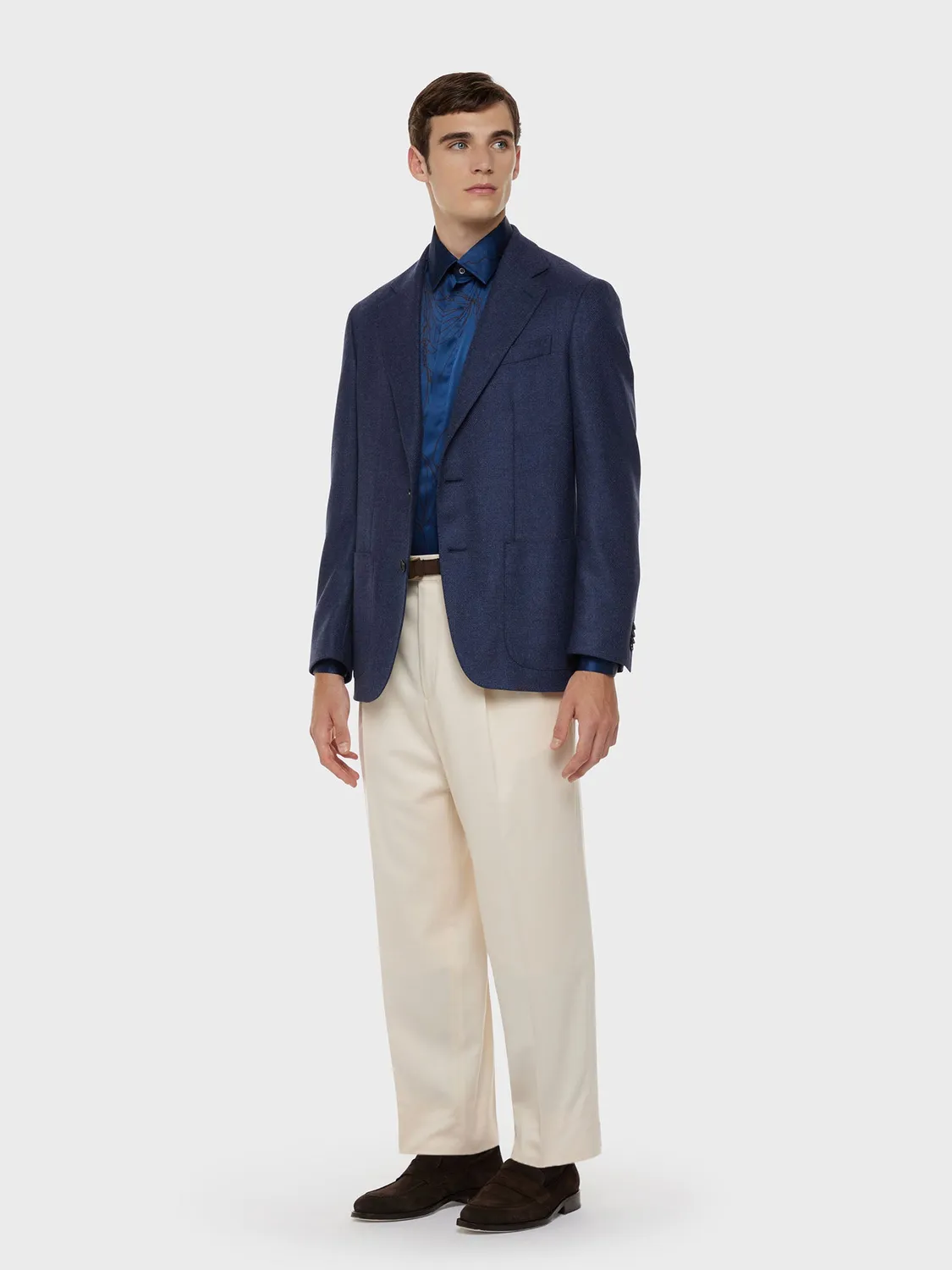 Caruso camicia seta floreale blu