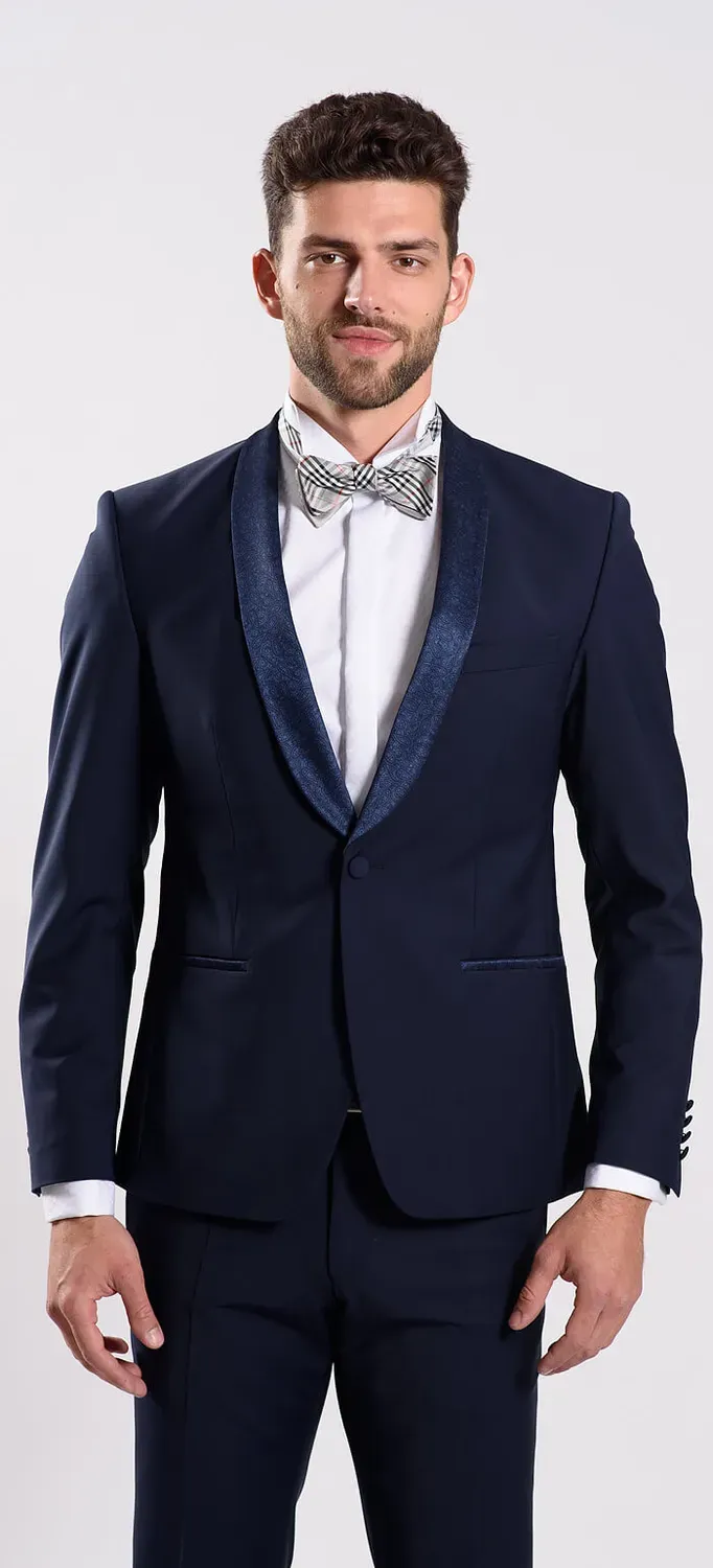 Alain Delon giacca blu matrimonio slim fit lana