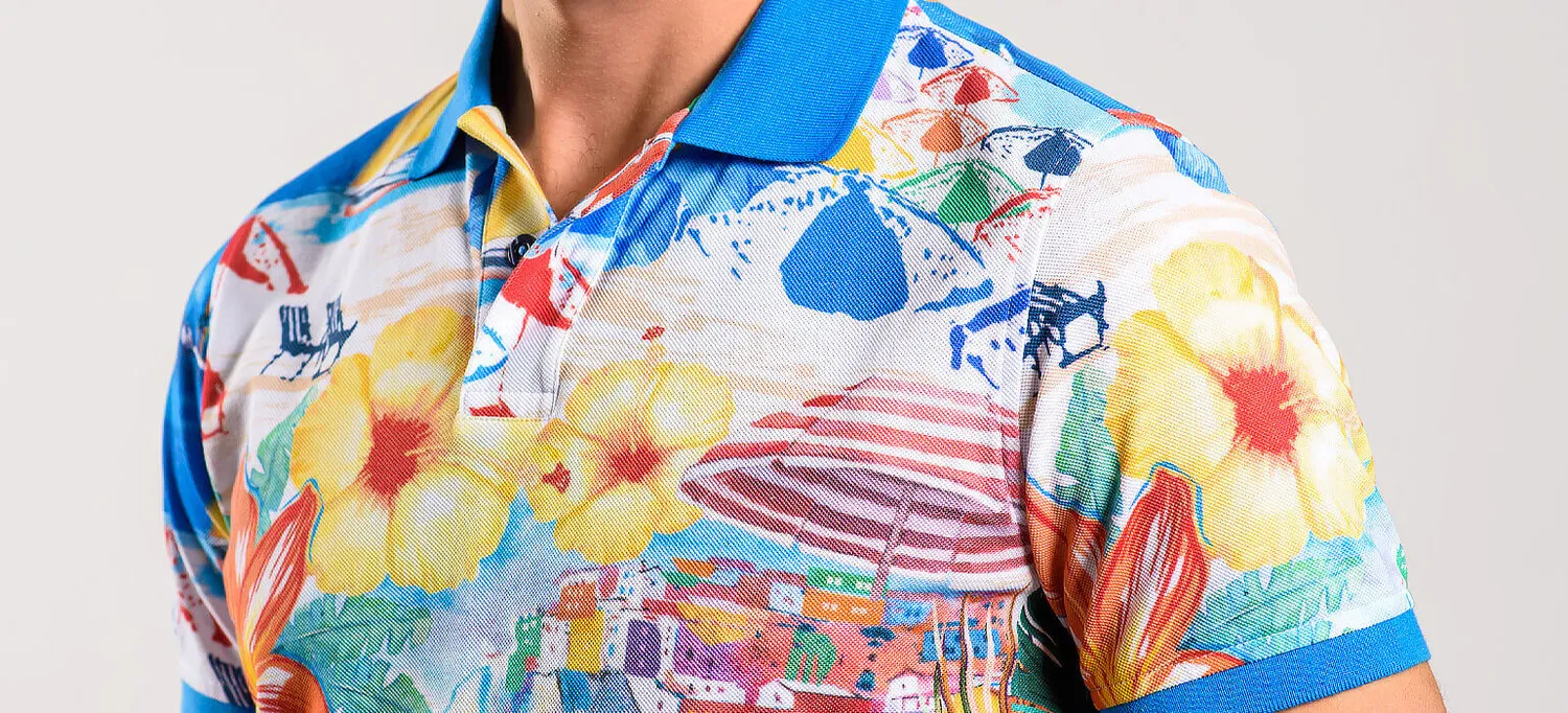 Alain Delon polo cotone fantasia mare slim fit S