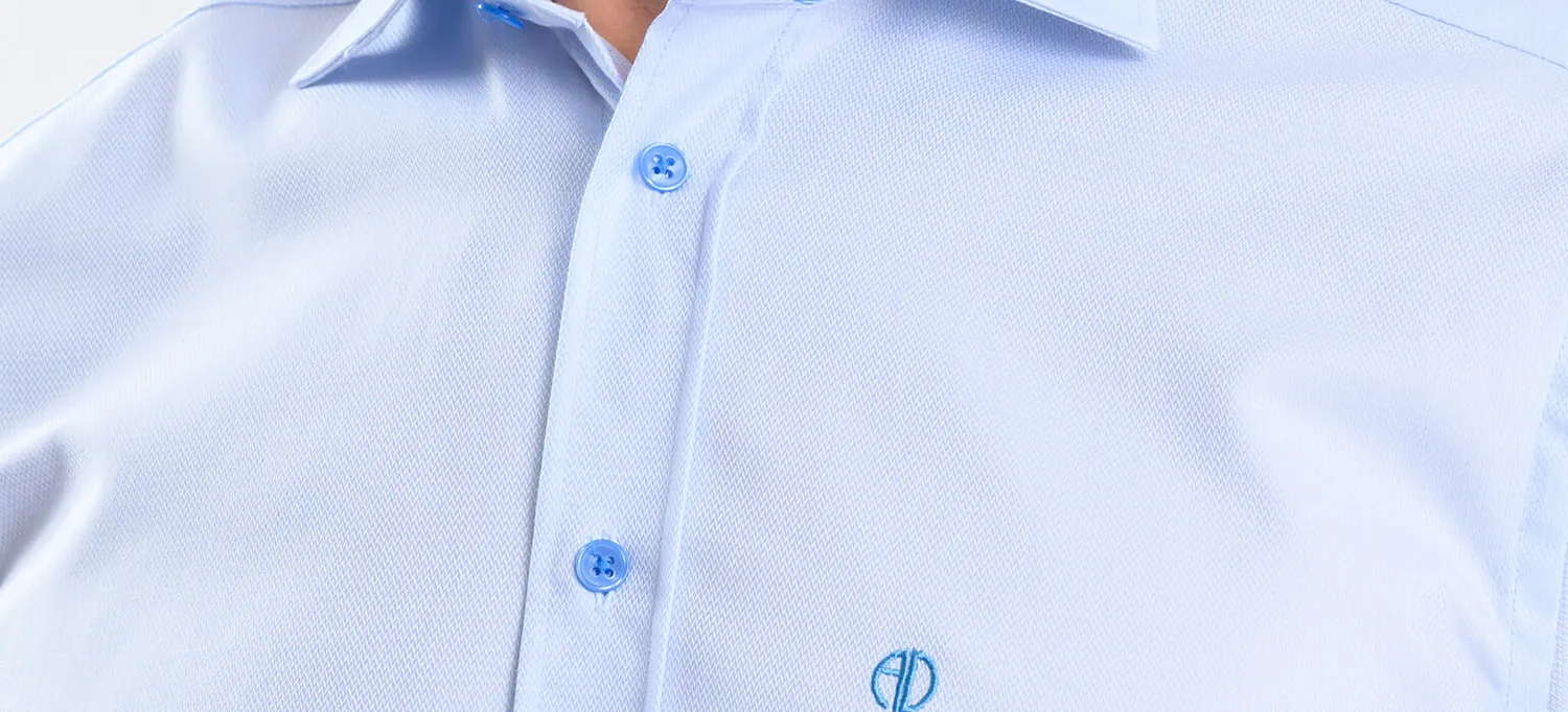 Alain Delon camicia slim fit azzurra cotone Getzner