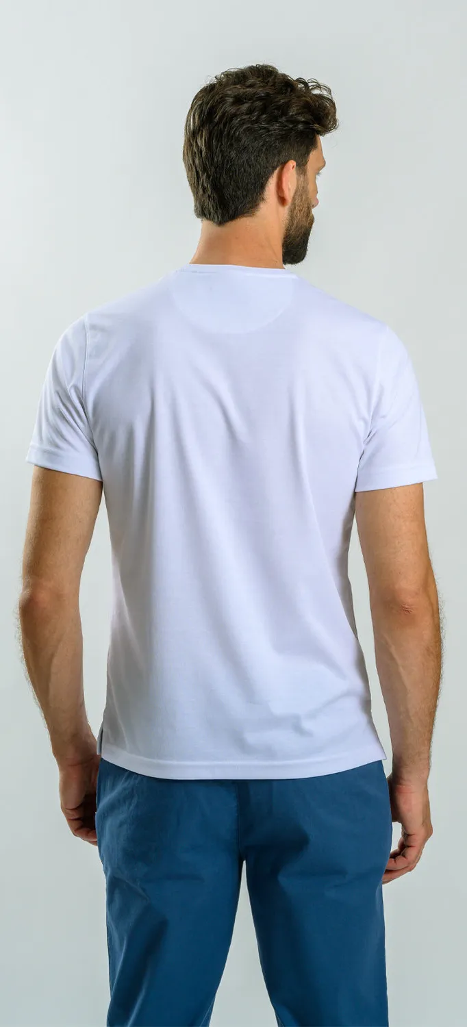 Alain Delon t-shirt bianca slim in micropima