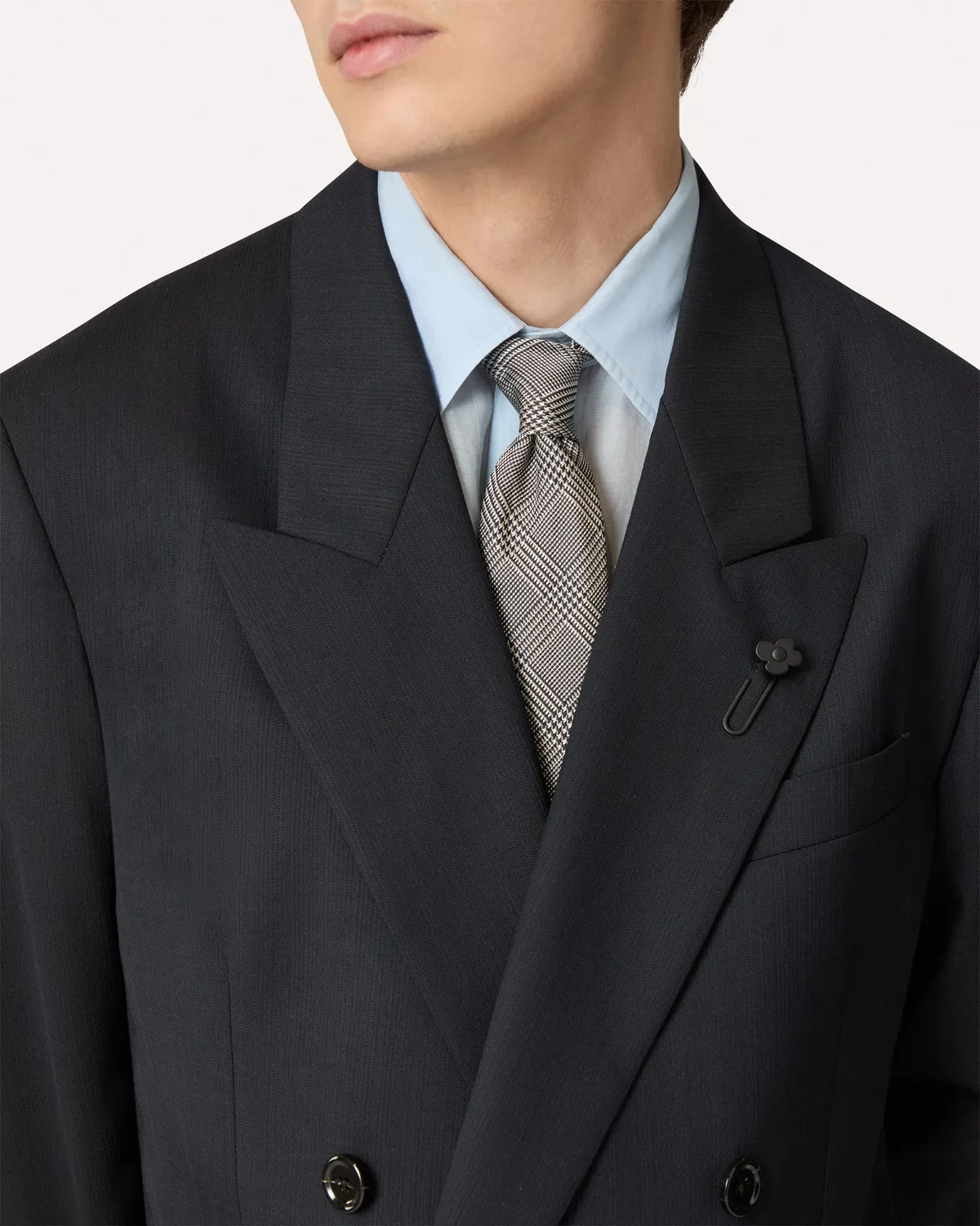 Lardini Feeling abito doppiopetto blu herringbone