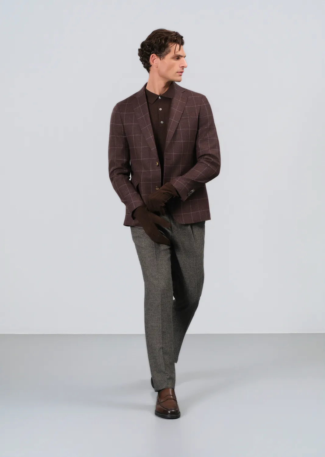 Sand Menswear Star Easy blazer quadri cashmere marrone