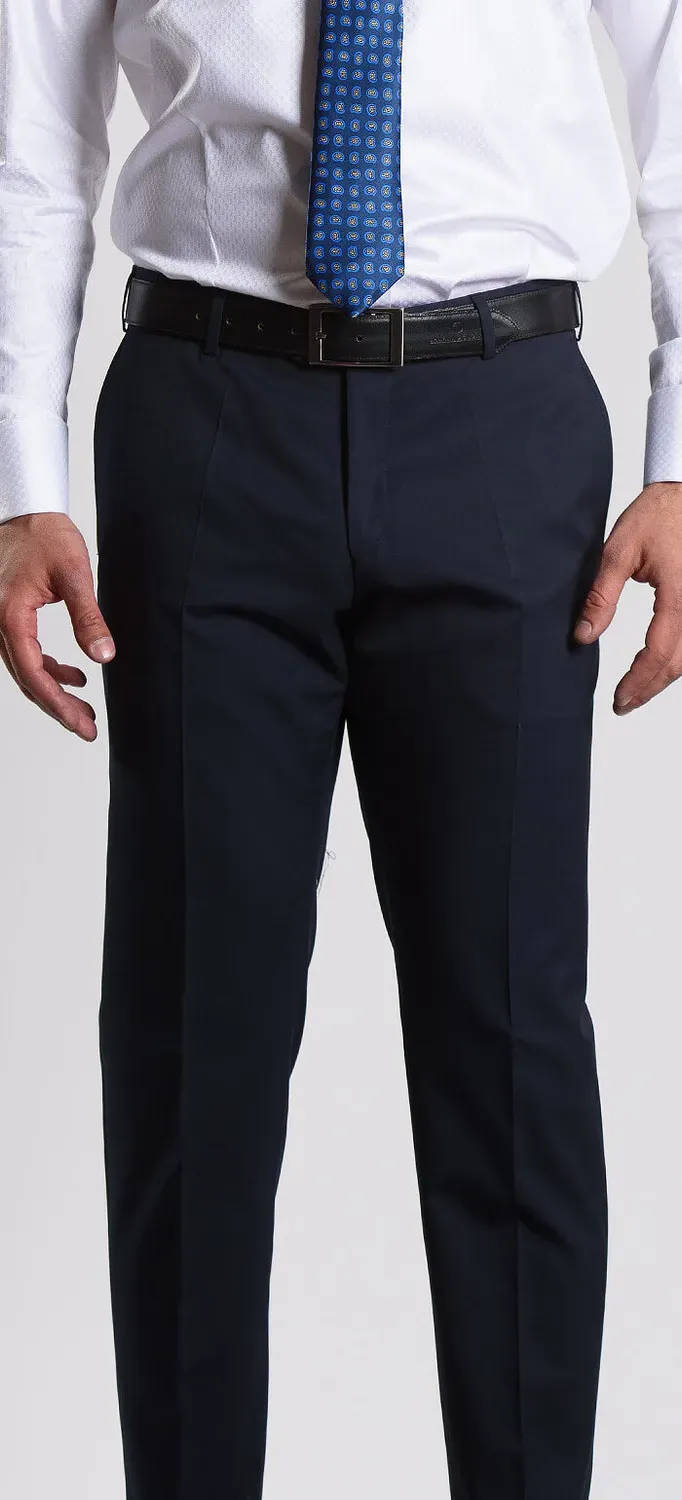 Alain Delon pantalone abito blu navy slim fit lana