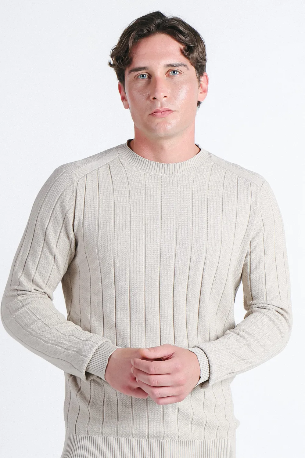 Sonny Bono maglia girocollo lavorata beige chiaro