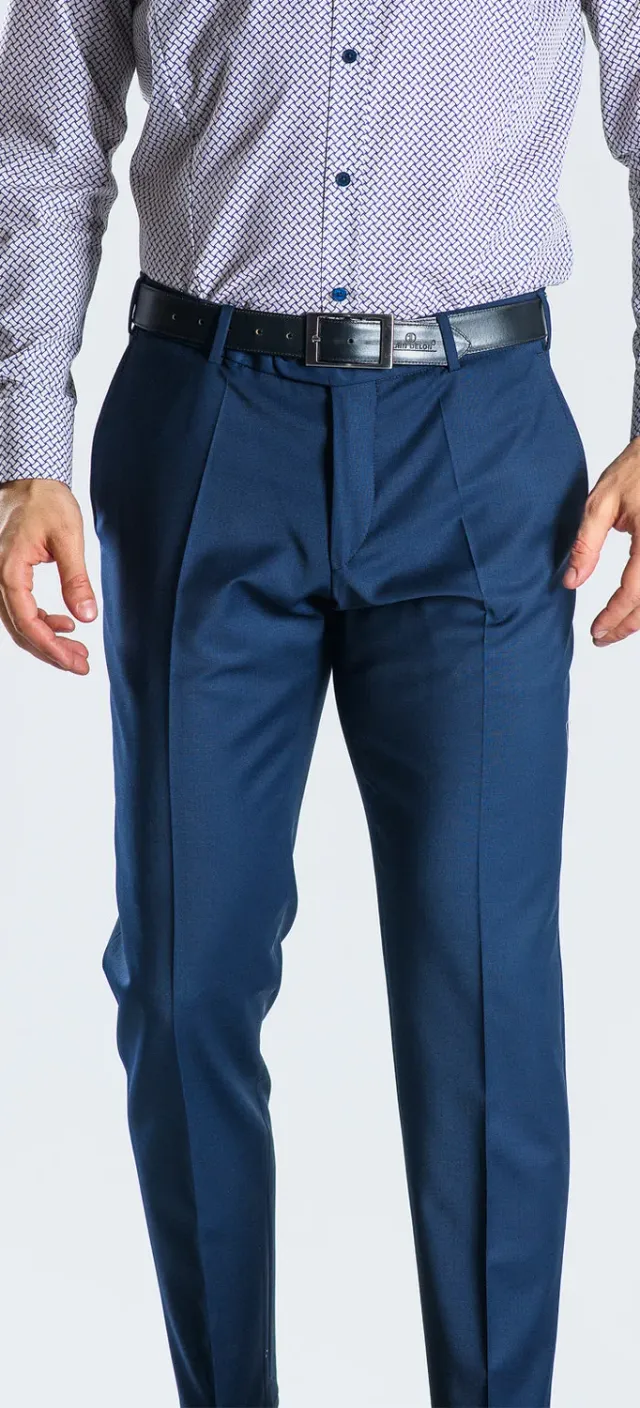 Alain Delon Pantalone Abito Blu Tasche Oblique 54