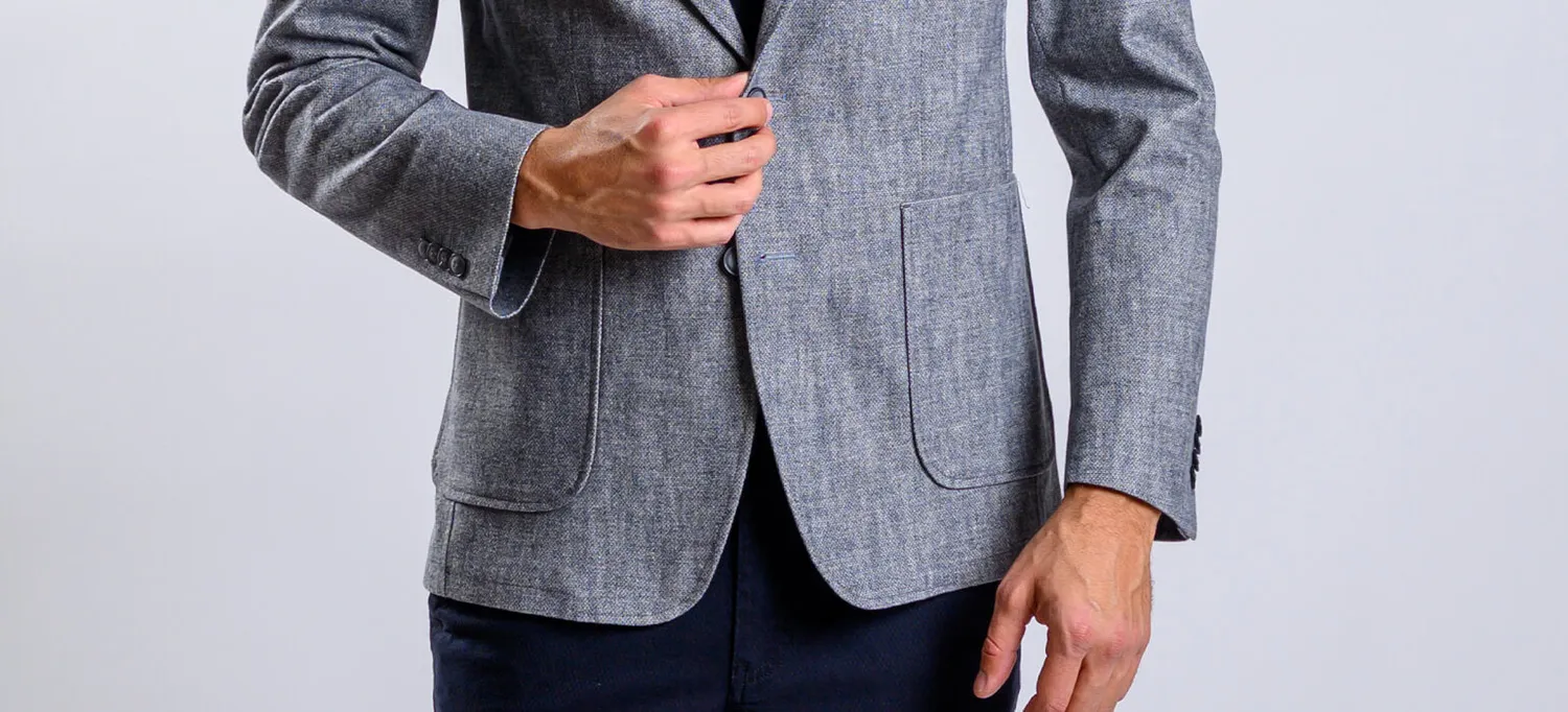 Alain Delon Giacca Grigia Cotone Slim Fit