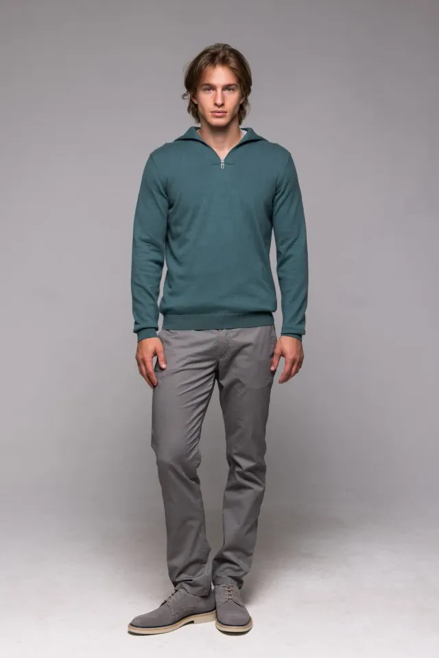 Alain Delon maglione verde con zip taglia M