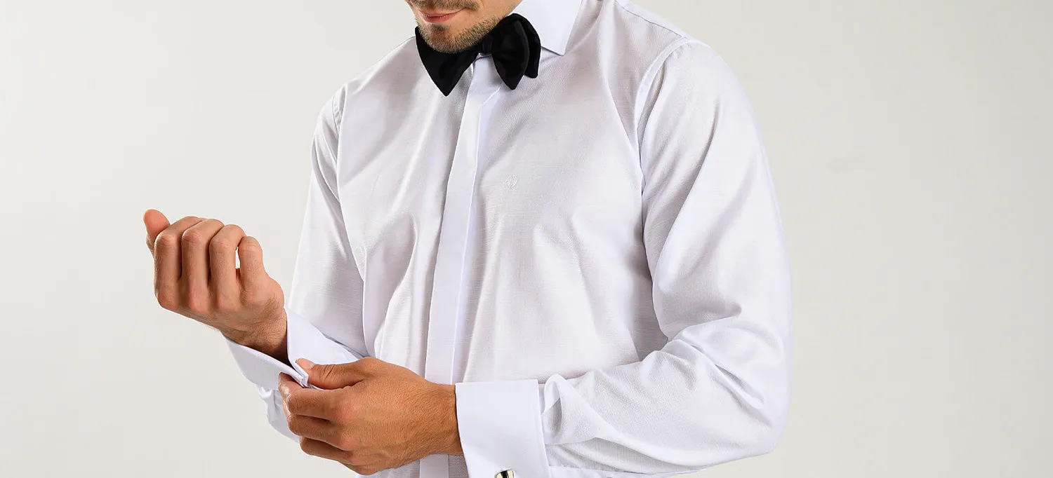 Alain Delon camicia bianca slim fit struttura fine gemelli