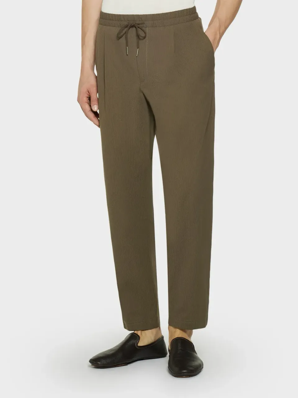 Caruso Pantalone jogger seersucker verde cotone
