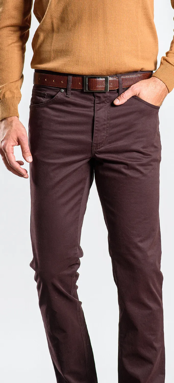 Alain Delon Jeans Marrone Cotone Elasticizzato Slim