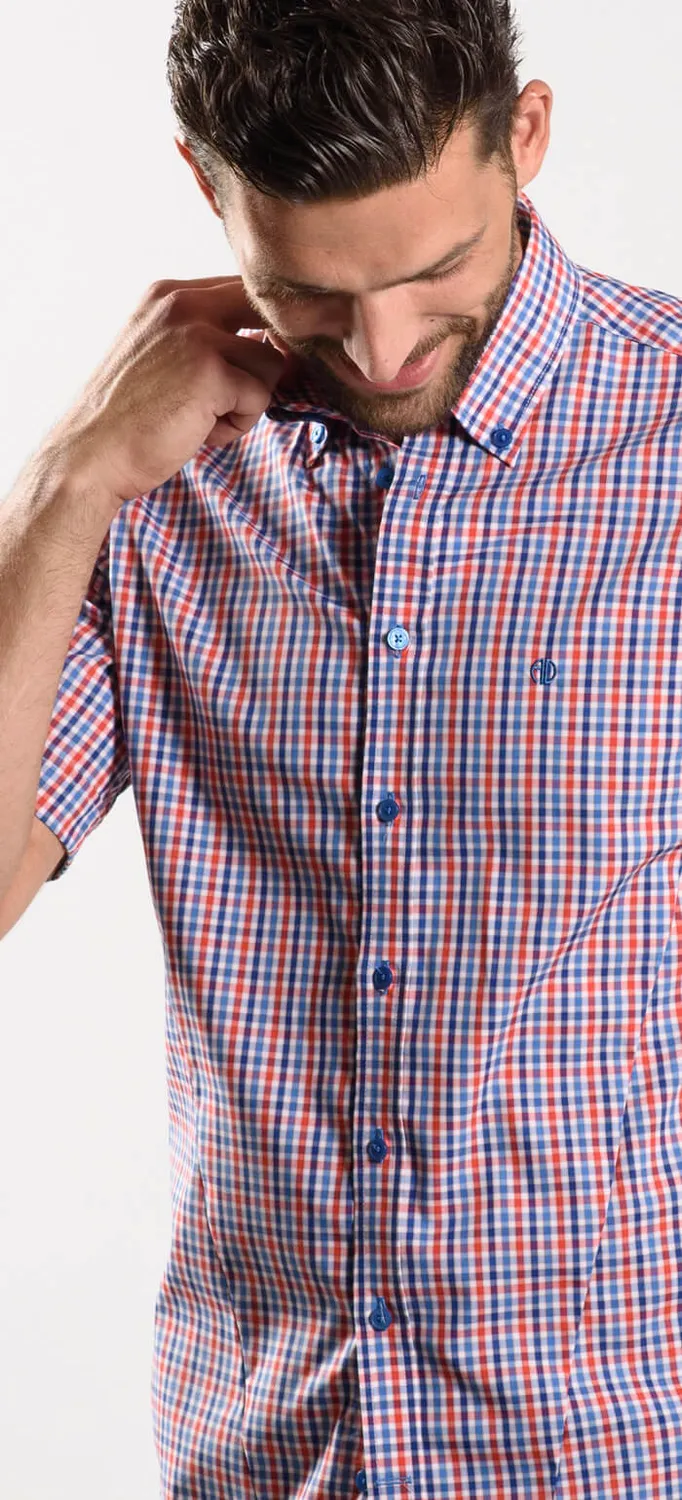 Alain Delon camicia quadri manica corta extra slim