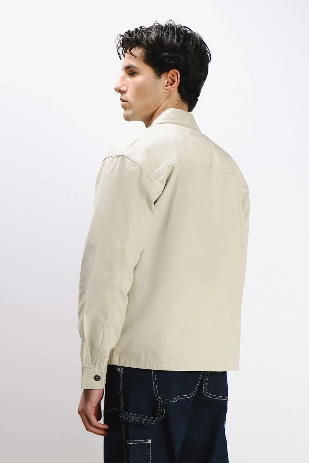 Sonny Bono Overshirt Uomo Beige Chiaro Cotone Tasche