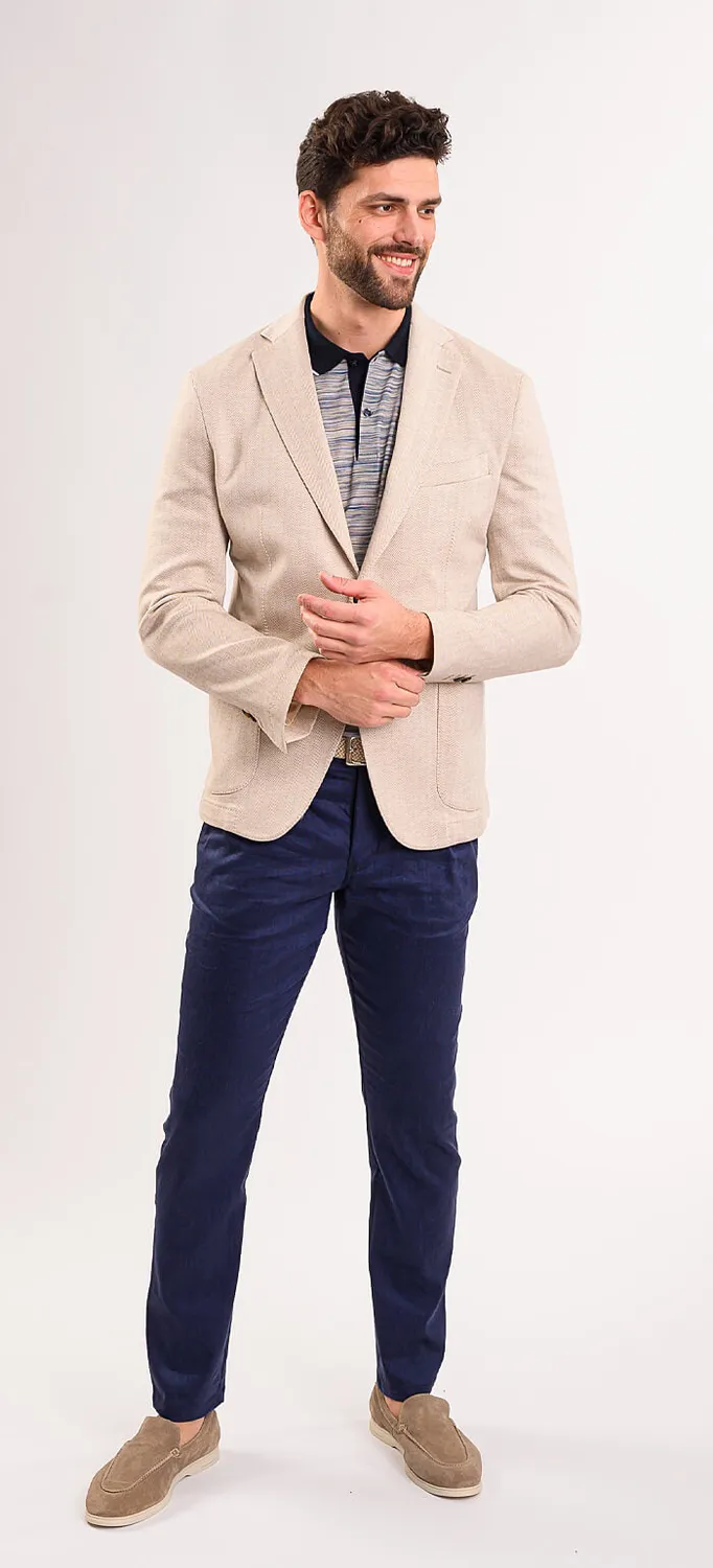 Alain Delon giacca beige estiva sfoderata cotone