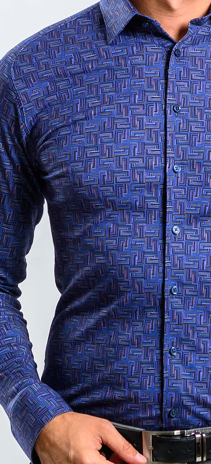 Alain Delon Extra Slim Fit camicia blu elasticizzata
