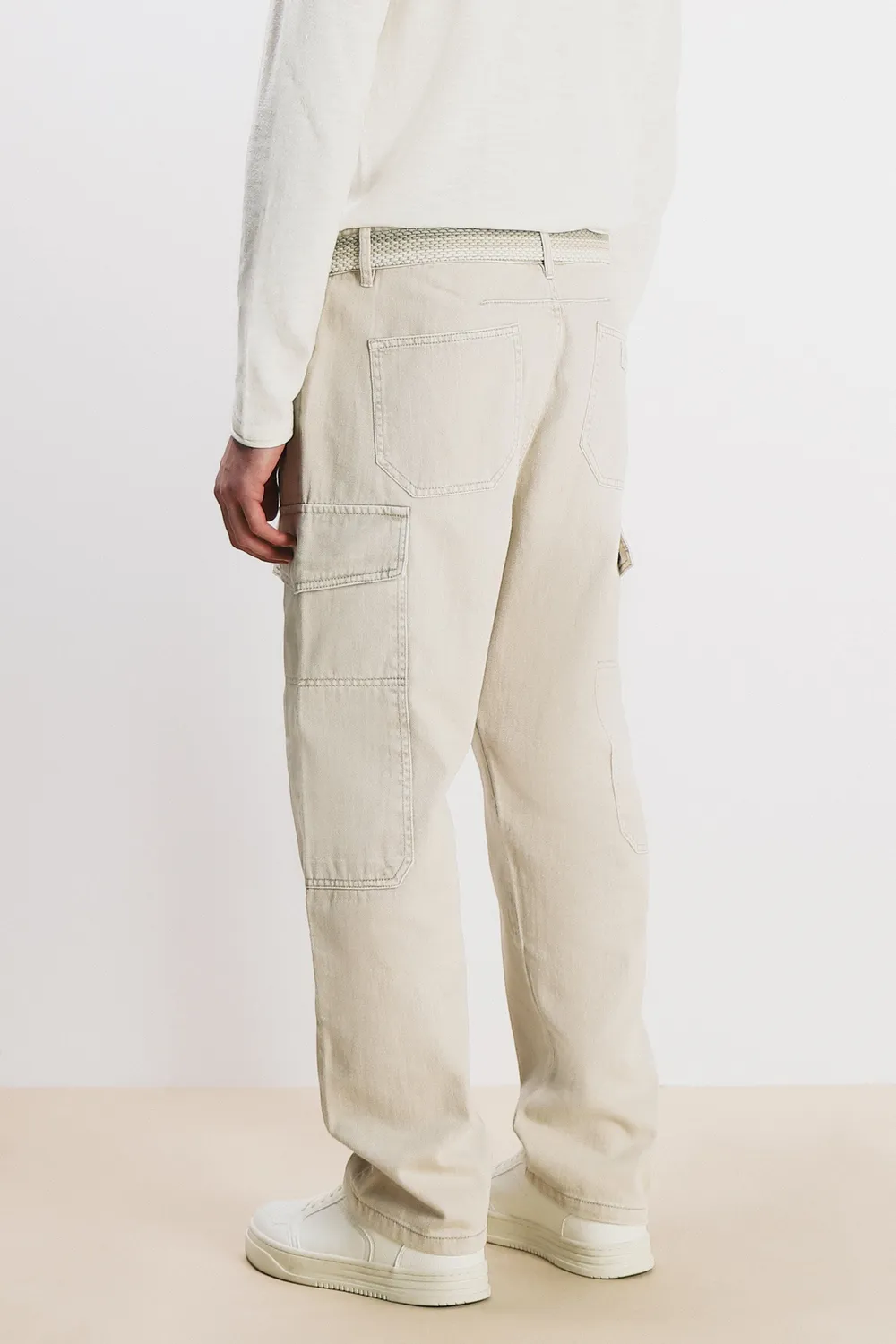 Sonny Bono Denim Cargo Baggy jeans beige tasche laterali