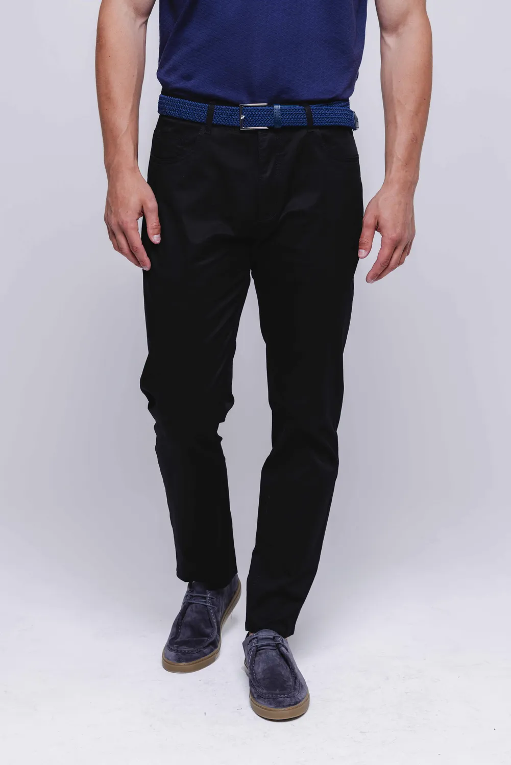 Alain Delon Pantaloni Casual Neri Elasticizzati Cotone