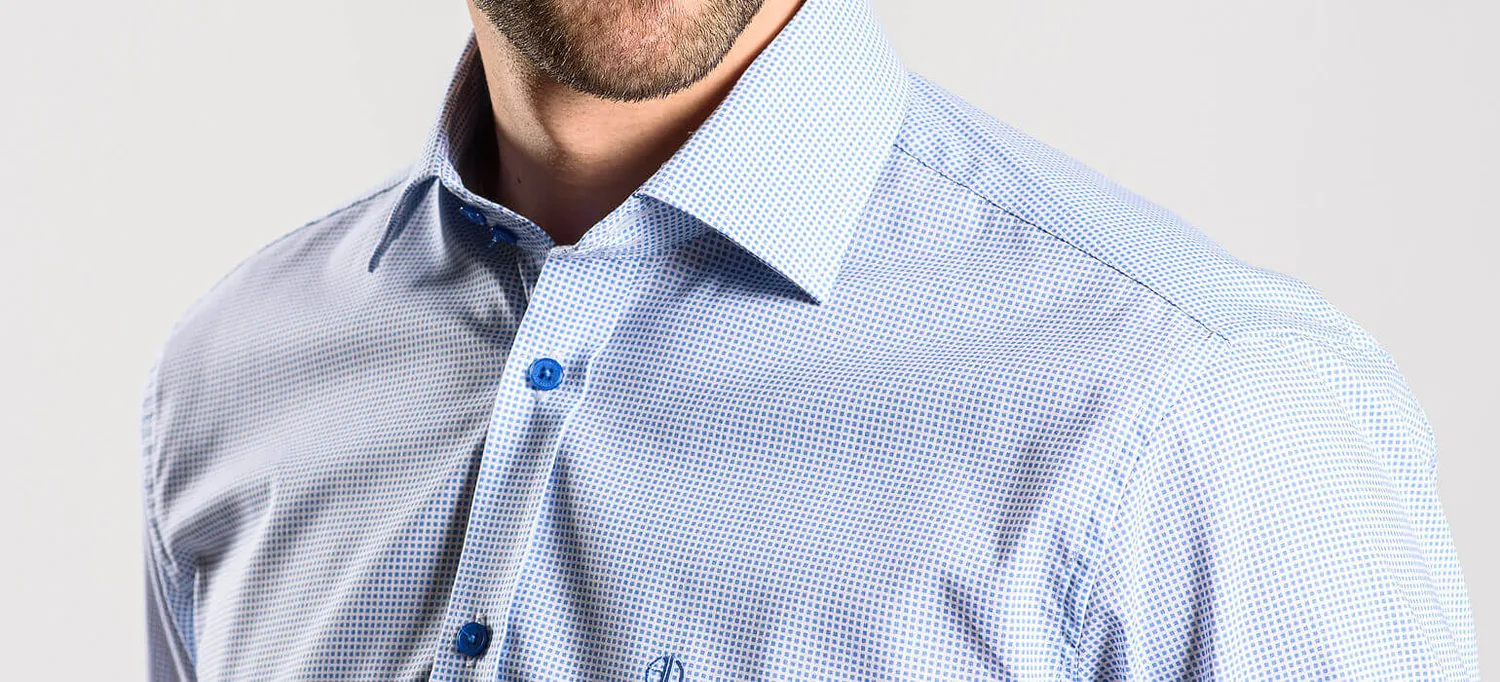 Alain Delon Extra Slim camicia bianca quadri blu no-iron