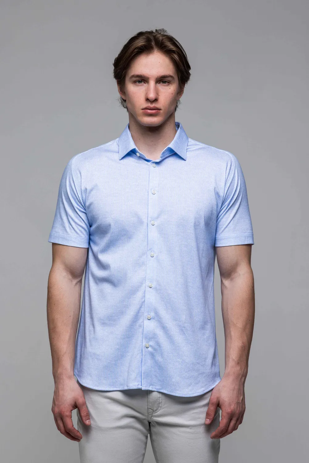 Alain Delon camicia righe manica corta Extra Slim Fit