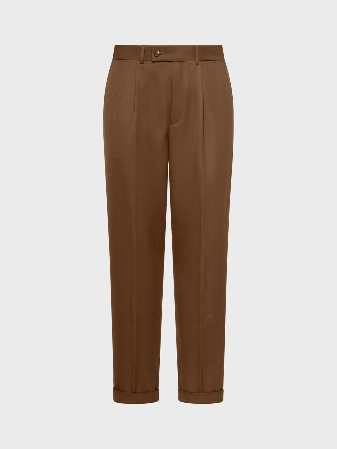 Caruso Norma pantalone lana tecnica marrone una piega