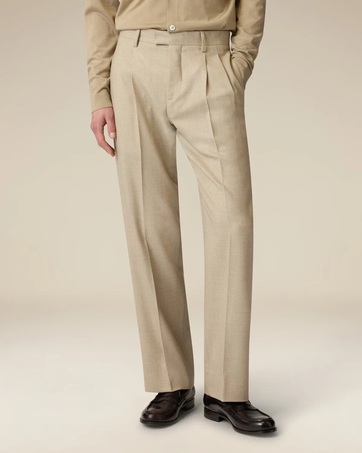 Lardini Le Origini pantalone lana beige con pieghe