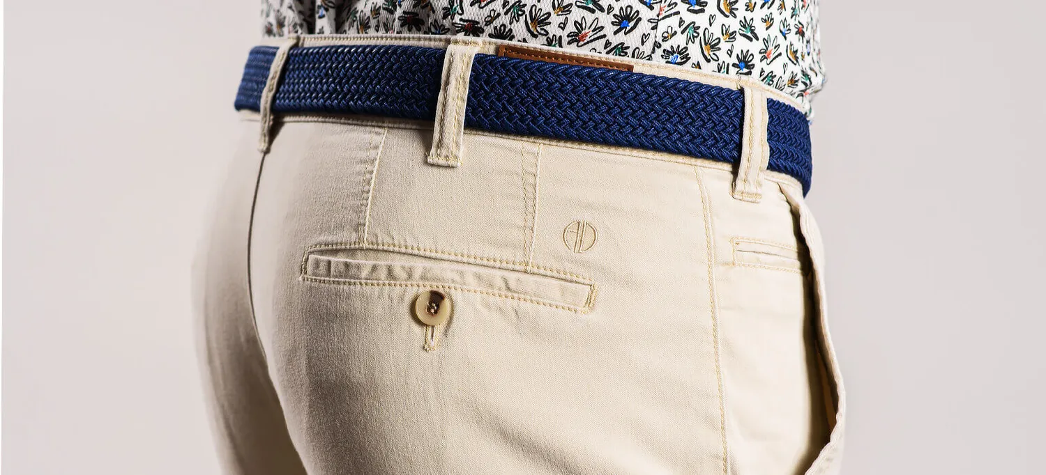 Alain Delon pantalone chino beige slim fit elastico