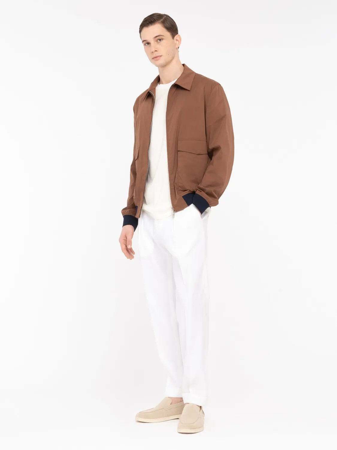 Paoloni Bomber Raso Marrone Cotone Stretch