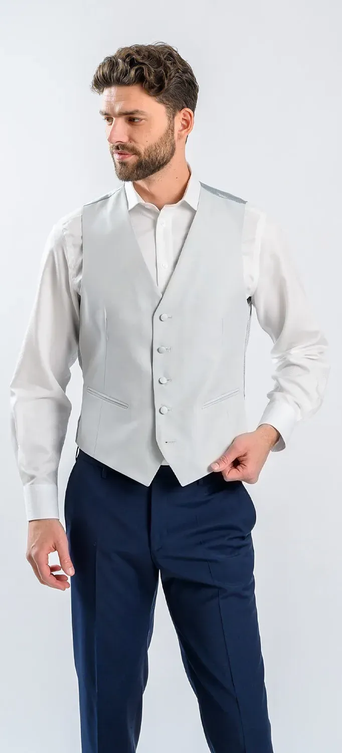 Alain Delon gilet abito grigio slim fit da cerimonia