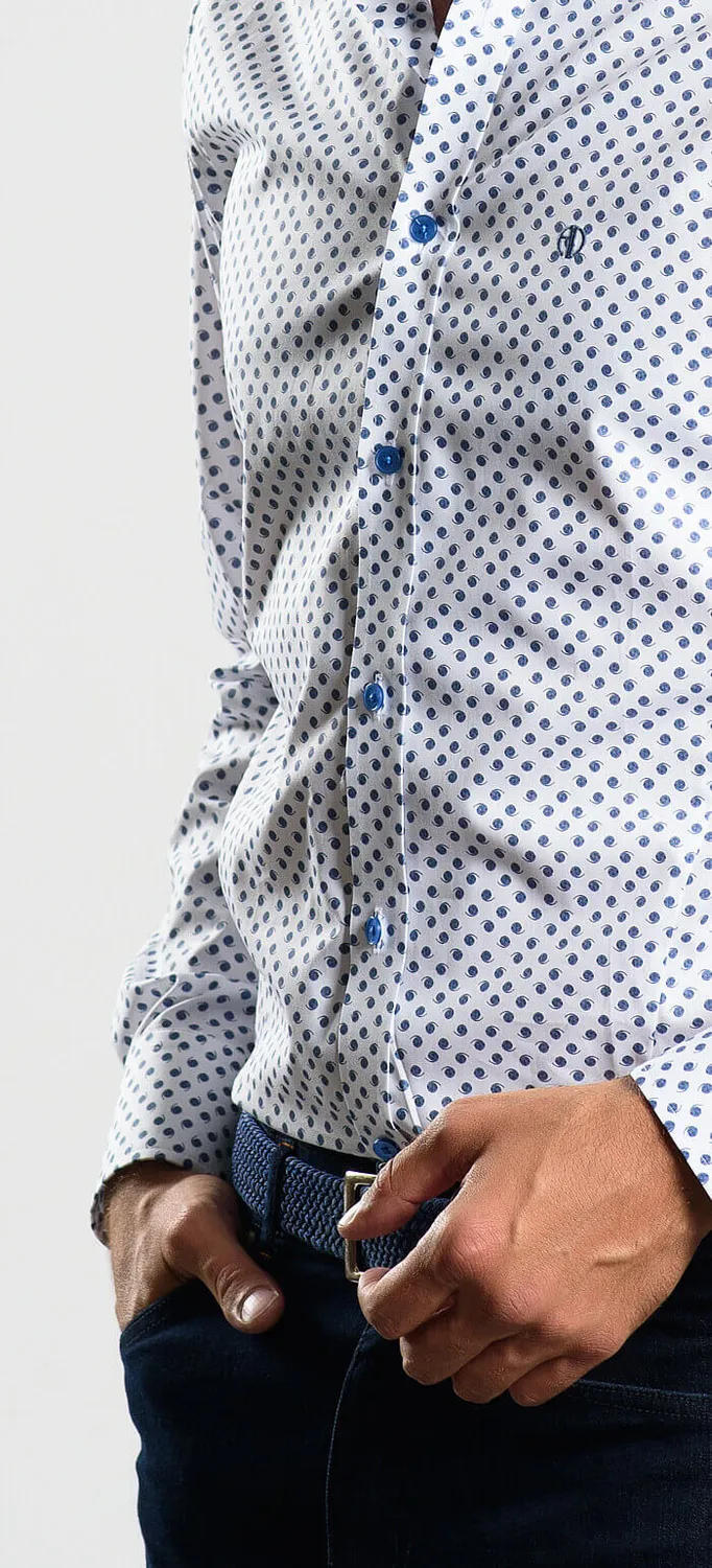 Alain Delon Camicia Casual Extra Slim Fit camicia fantasia blu