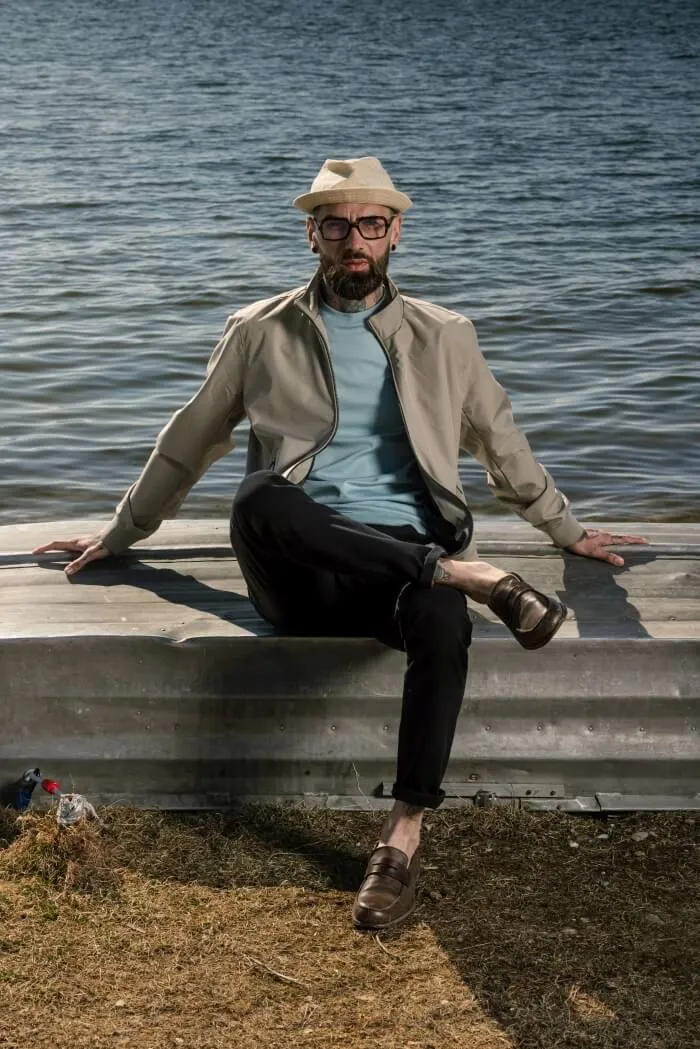 Alain Delon giacca beige imbottita leggera uomo