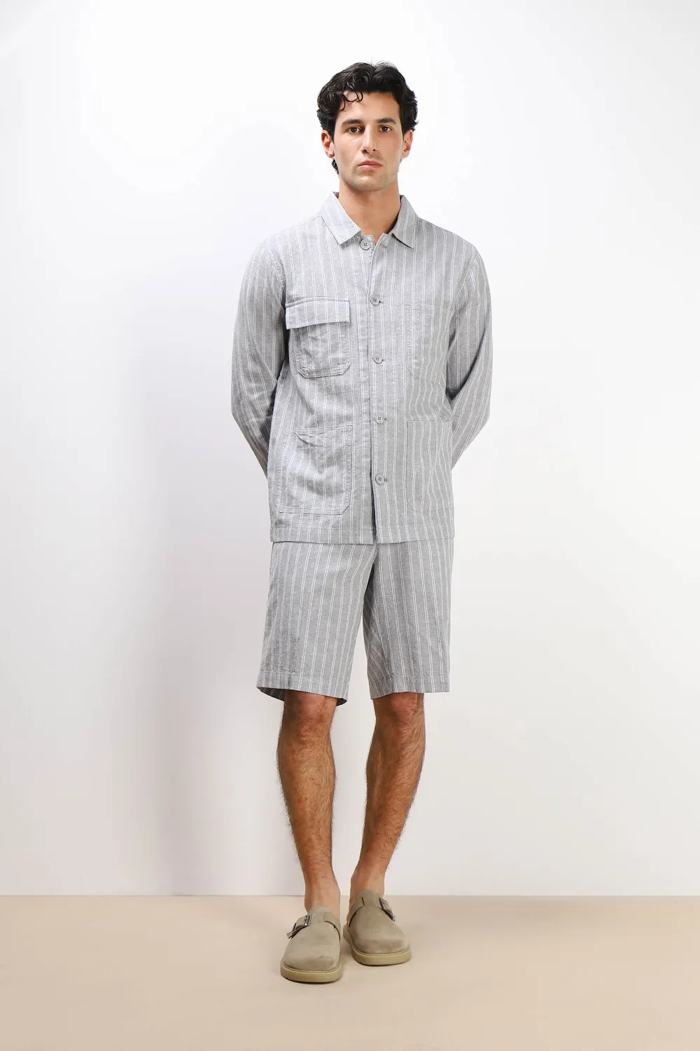 Sonny Bono Misto Lino F overshirt grigio traspirante