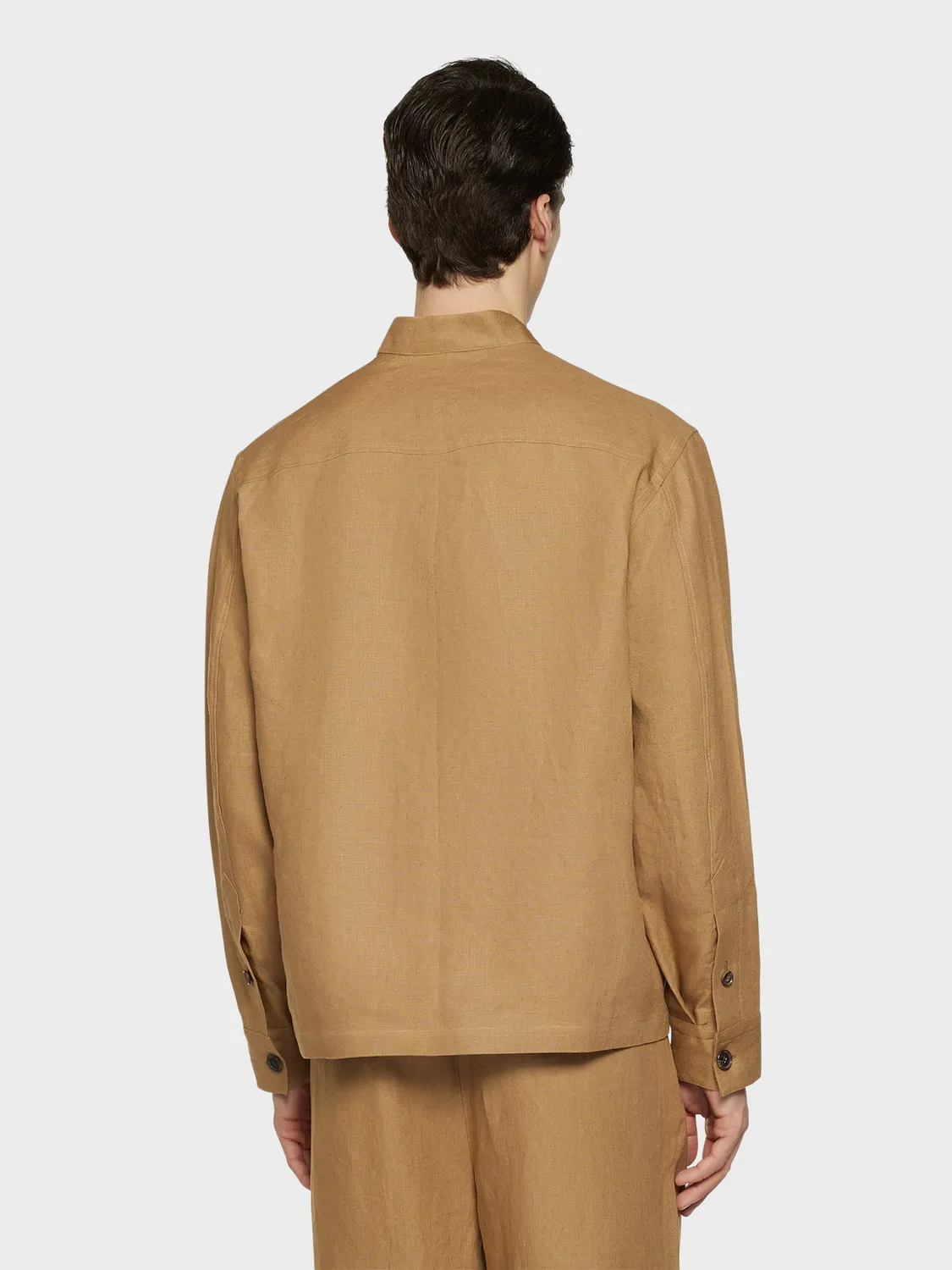 Caruso Aida overshirt lino irlandese cammello