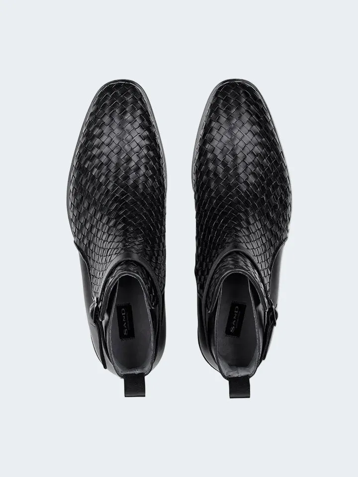 Sand Menswear MW F421 stivaletti pelle nero intrecciati