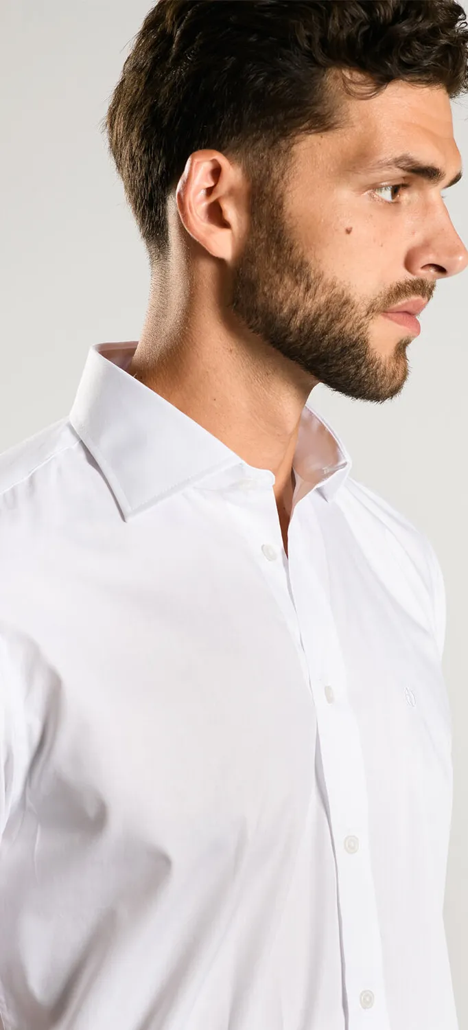 Alain Delon camicia bianca extra slim fit manica corta